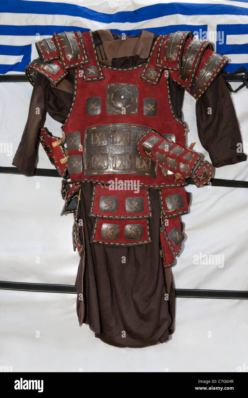 Mongolian Ghingiskan warrior battle uniform Stock Photo