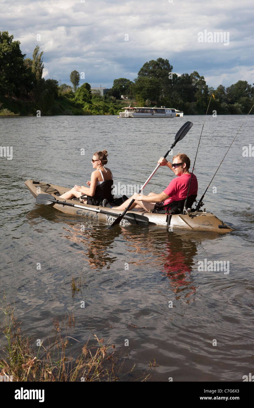 Canoe paddle on Hawkesbury river, Windsor, Sydney, Australia Stock
