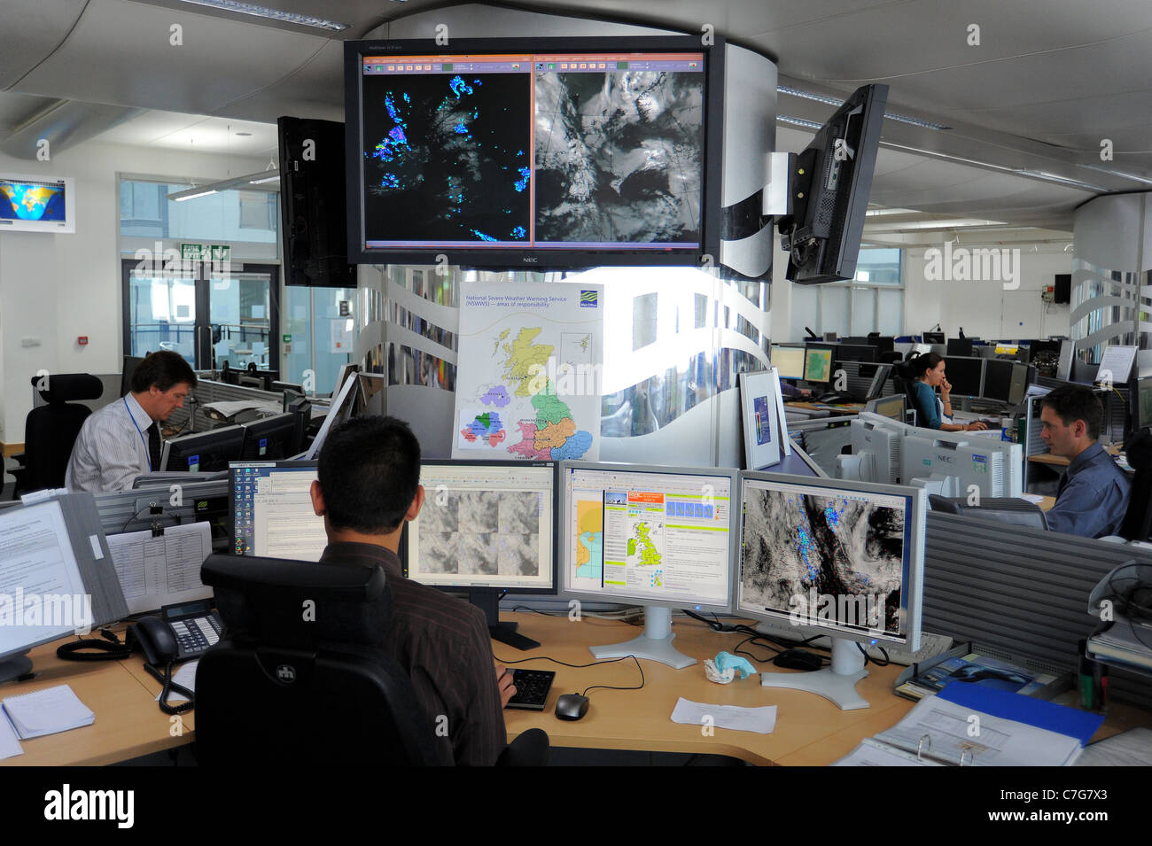 The forecasting office at the Met Office in Exeter, Devon. Stock Photo