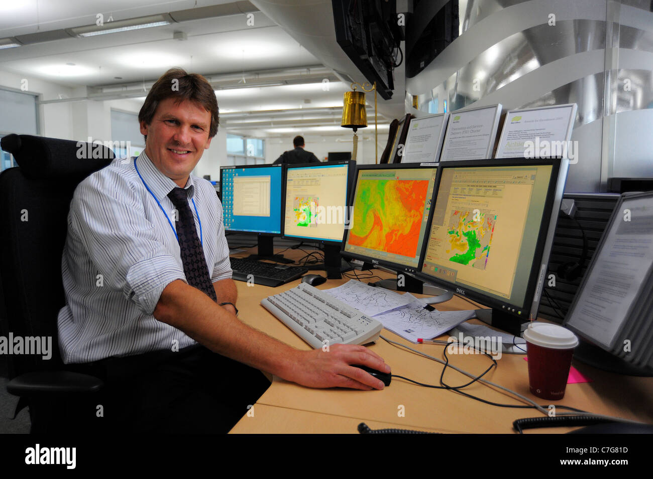 Tim Hewson - Chief Forecaster at the Met Office. Pictured in The forecasting office at the Met Office in Exeter, Devon. Stock Photo