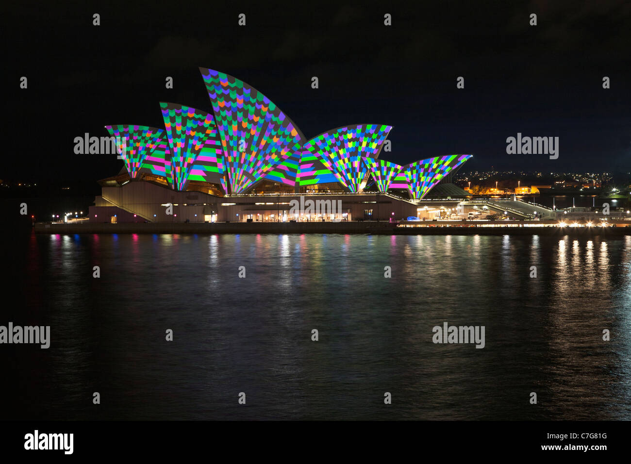 Sydney Opera House sails Light projection installation, Australia Stock Photo