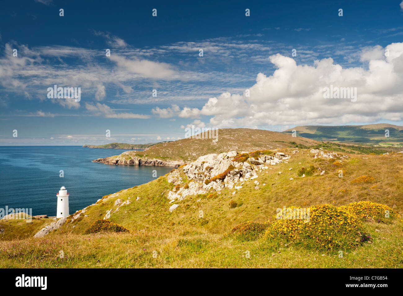 Panorama of the  west end of Bere Island at the mouth of Bantry Bay and Knockoura Mountain, Beara Peninsula, County Cork Stock Photo