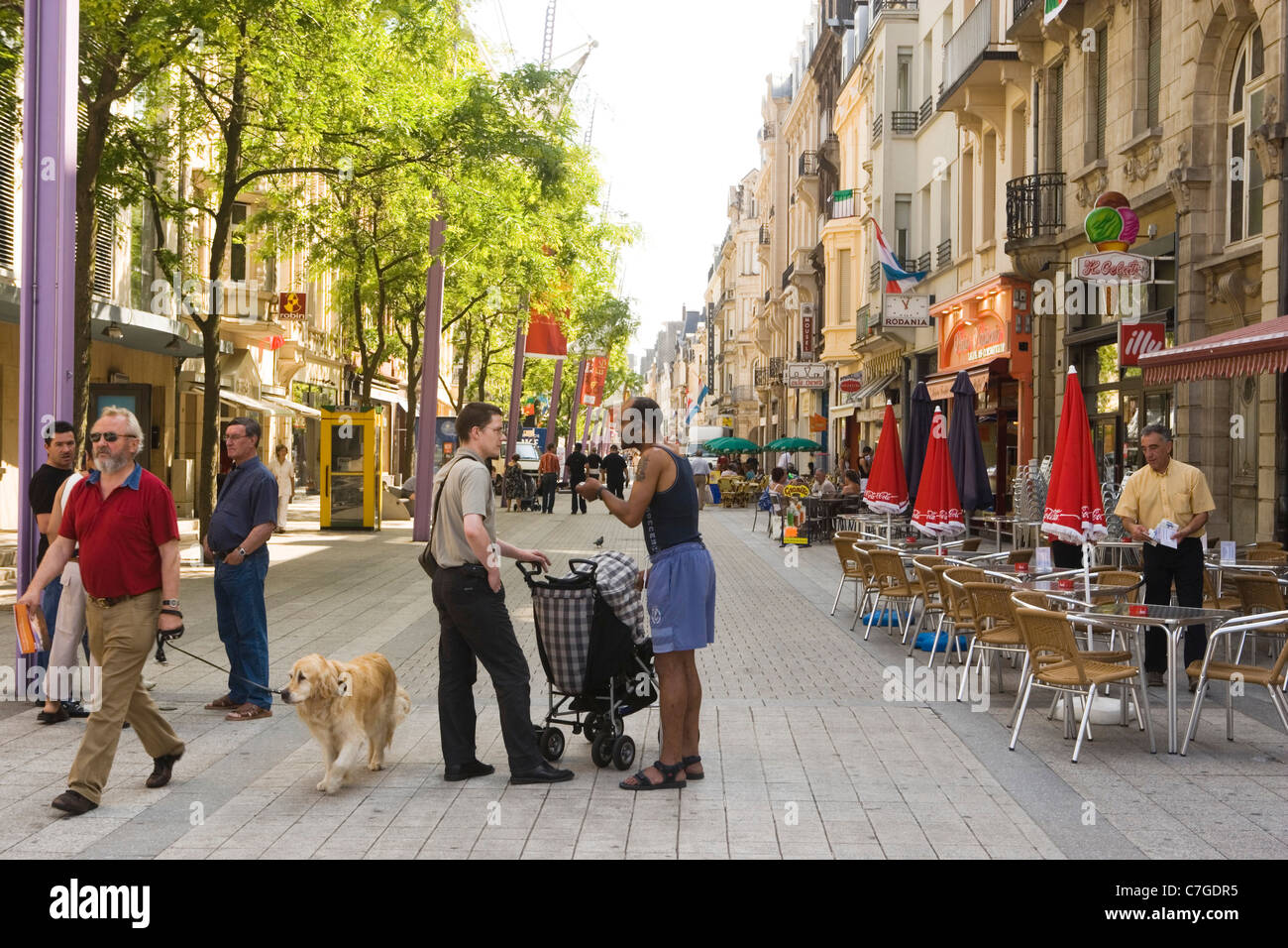 Luxembourg Country. The main shopping street Rue de l'Alzette in Esch Alzette. Stock Photo