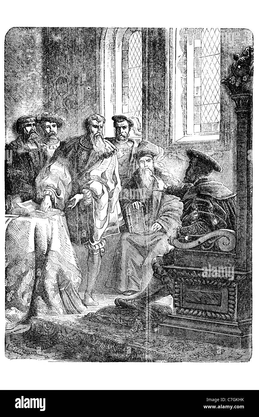 Henry VIII King England Lord  monarch House Tudor ordaining the translation  of the bible council Stock Photo