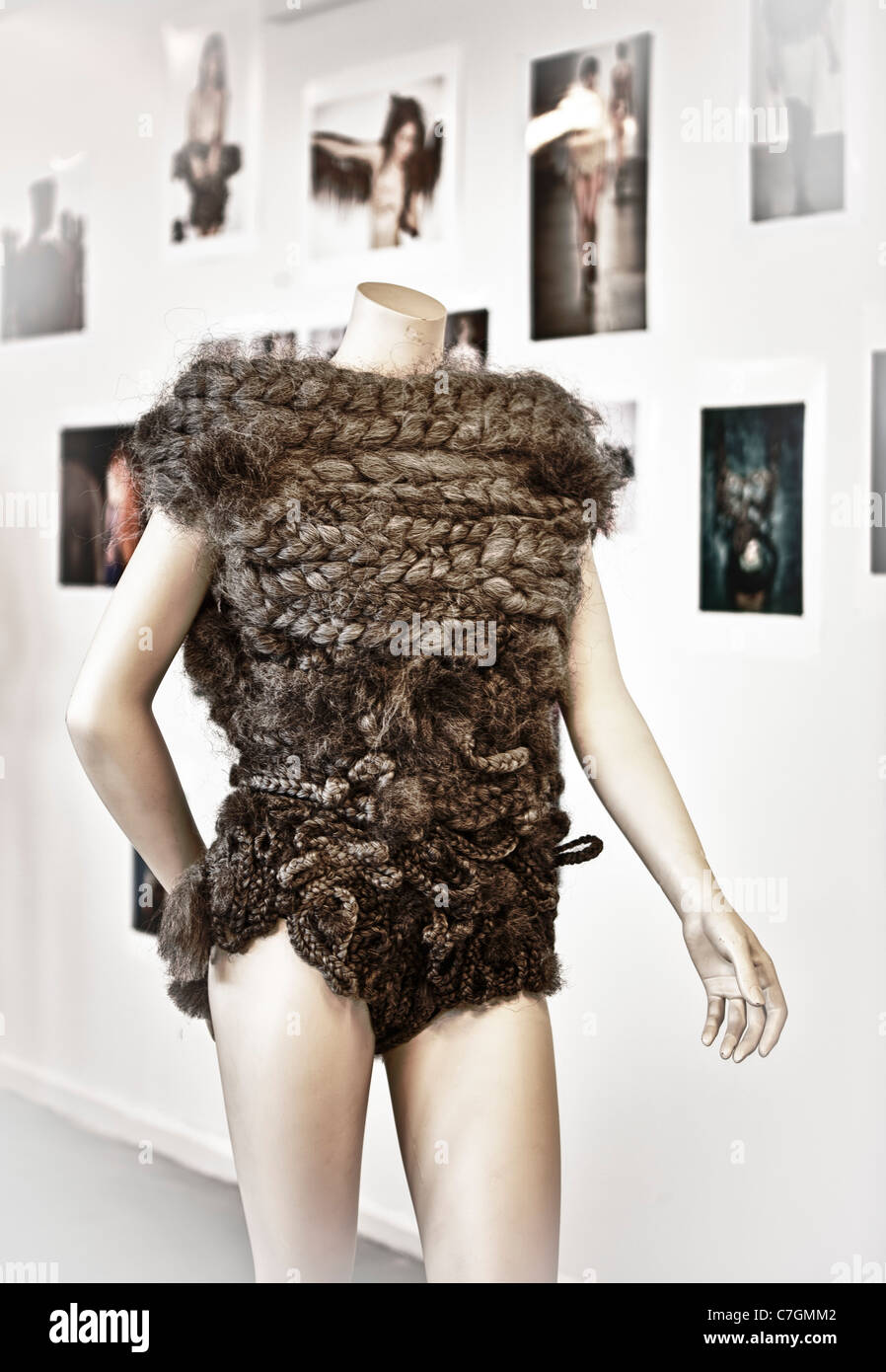 Sweater made of human hair, design exhibition, Reykjavik Iceland Stock Photo