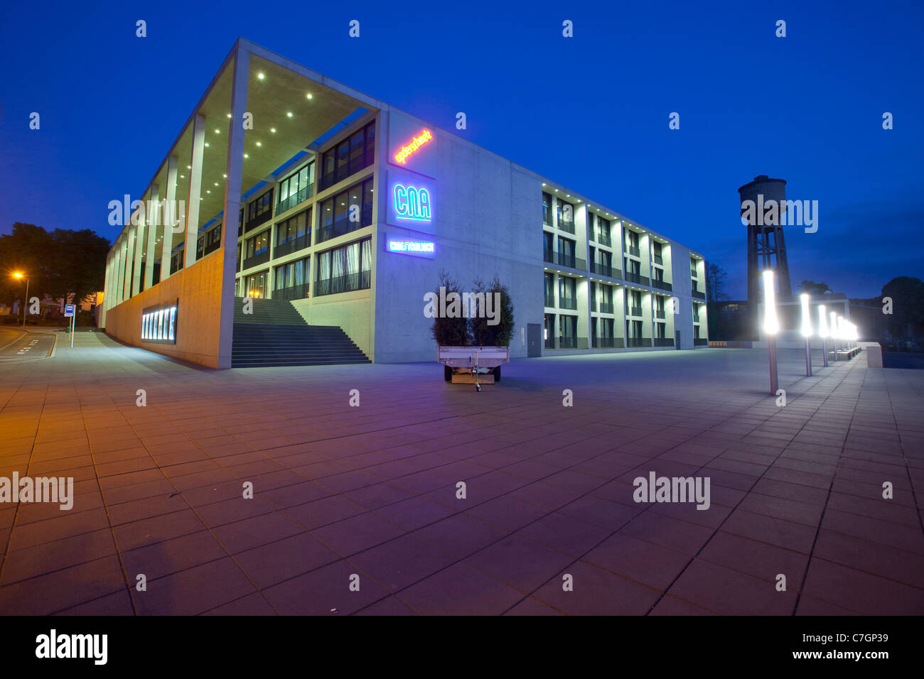 Building of the Centre National de l'Audiovisuel (CNA), National Audiovisuel Centre at nightfall in Dudelange