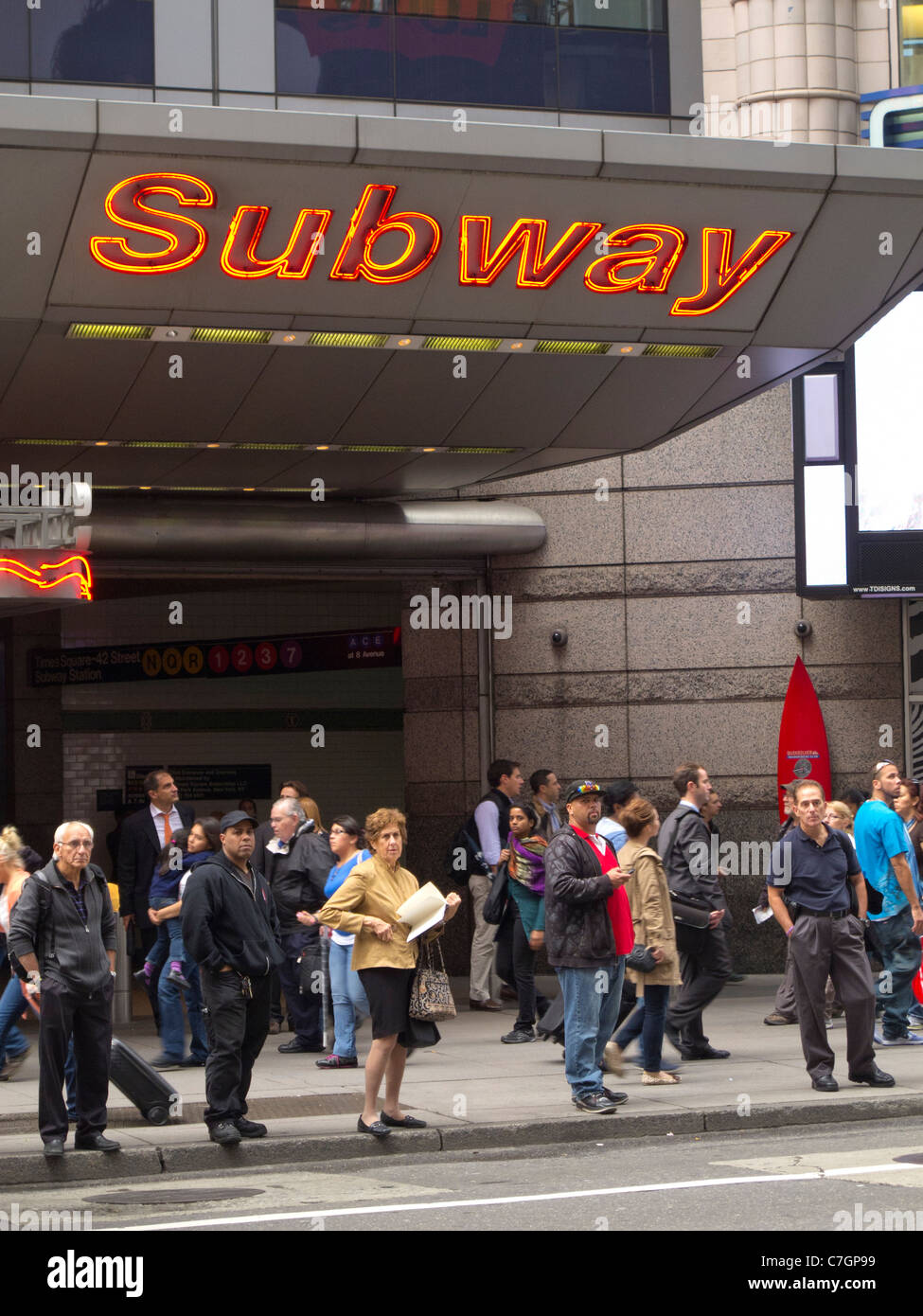Times Square subway station sign Stock Photo Alamy