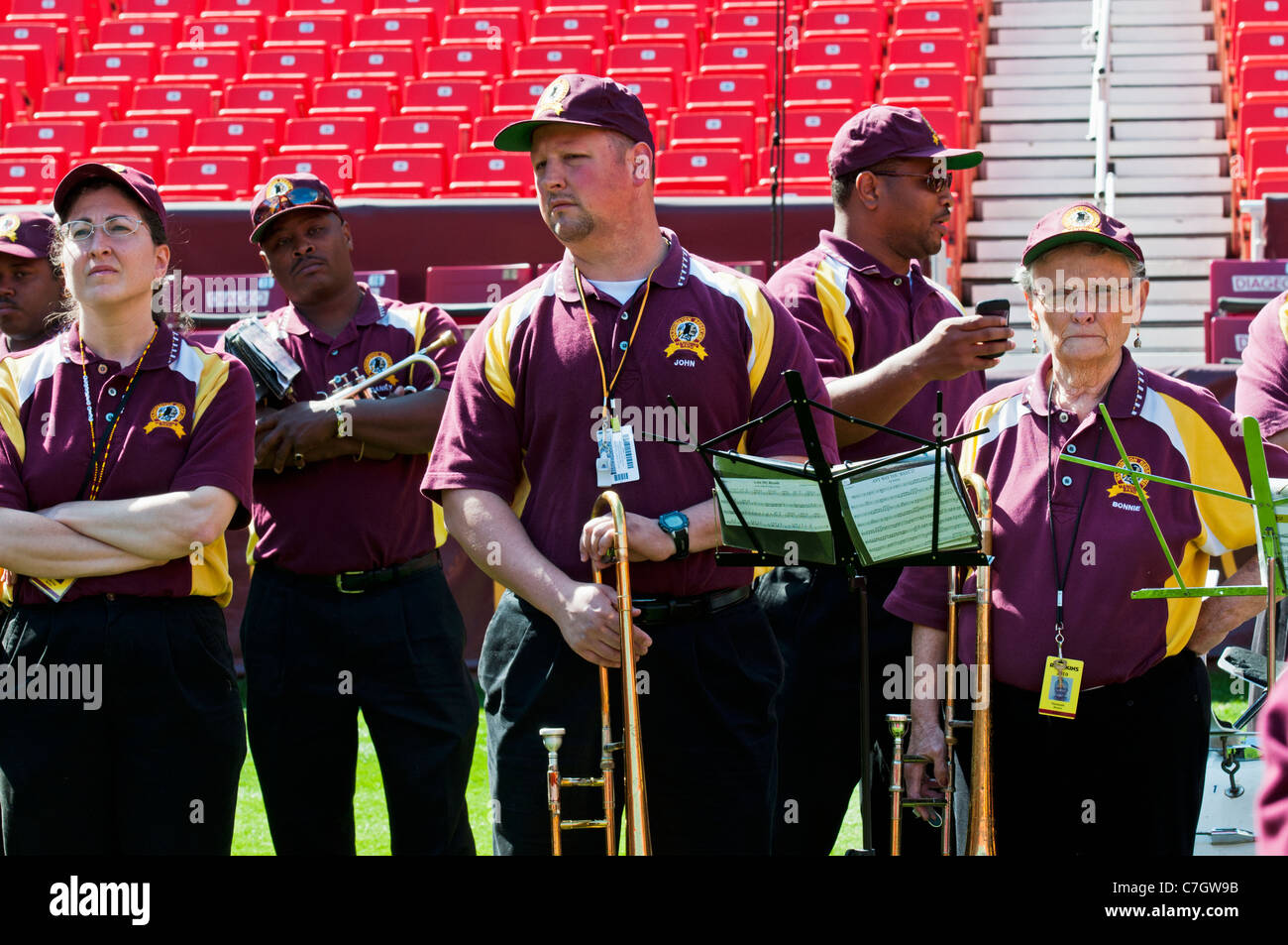 The Washington Redskins marching band. Stock Photo