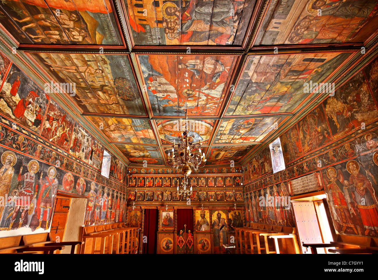 The all-painted church of Aghios Athanasios, in Preveza town, Epirus, Greece. Stock Photo