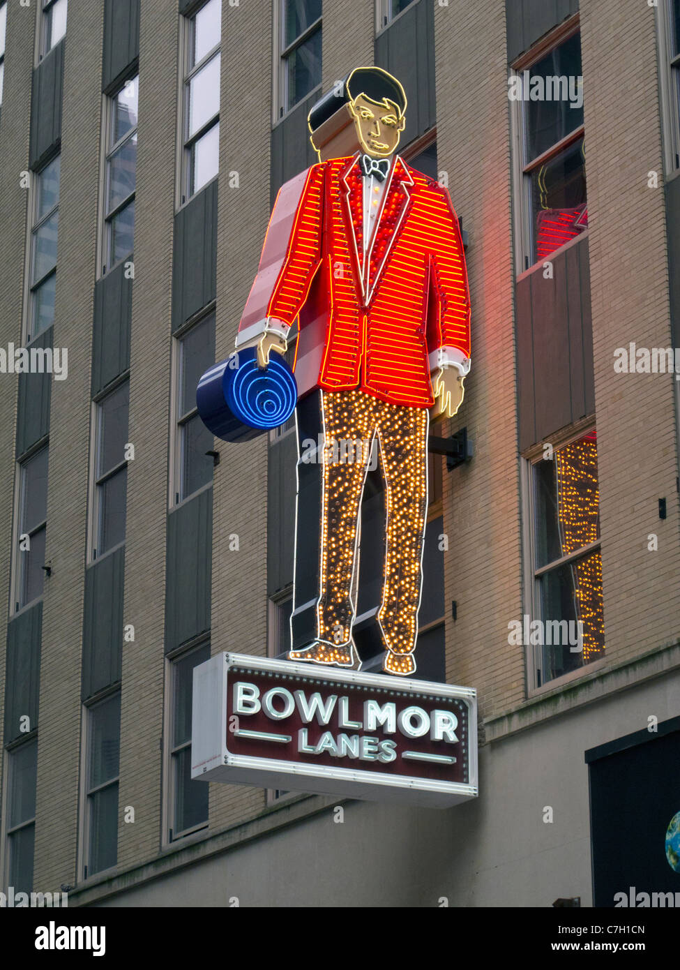 Bowlmor bowling sign Stock Photo