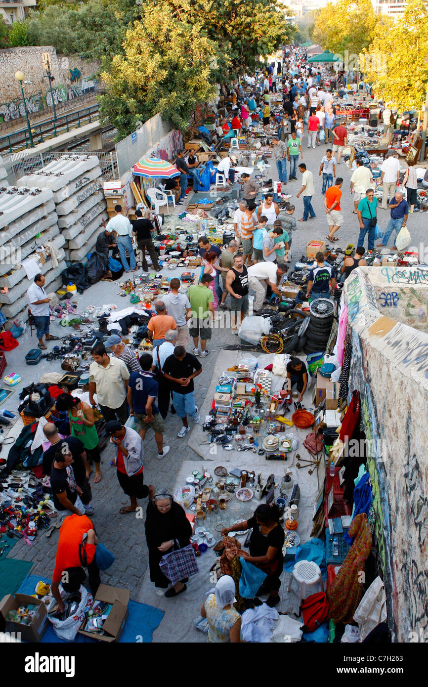 Flea market at Gazi district Athens Greece Stock Photo