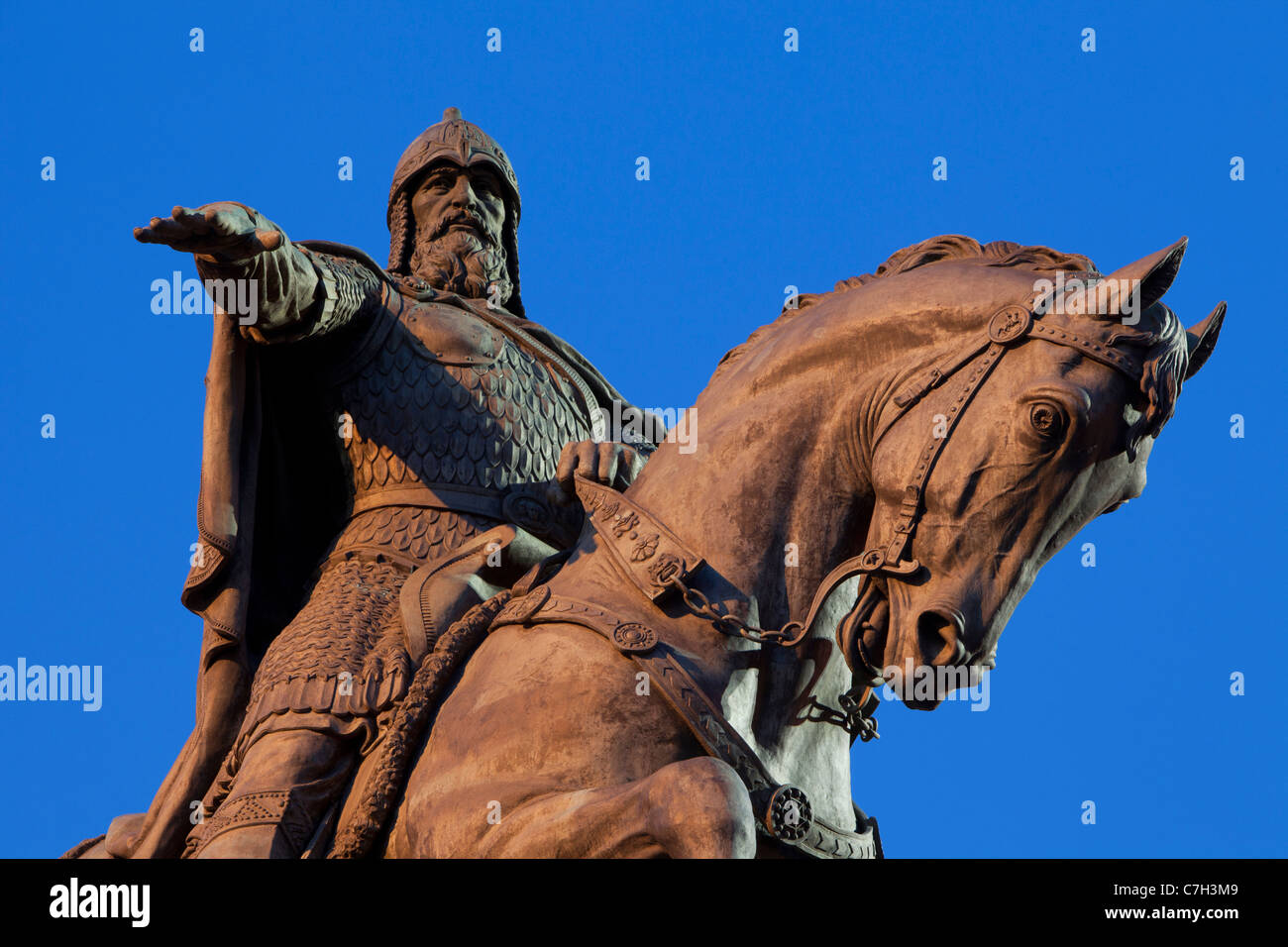 Monument to the founder of Moscow Prince Yuri Dolgoruky in Moscow, Russia Stock Photo