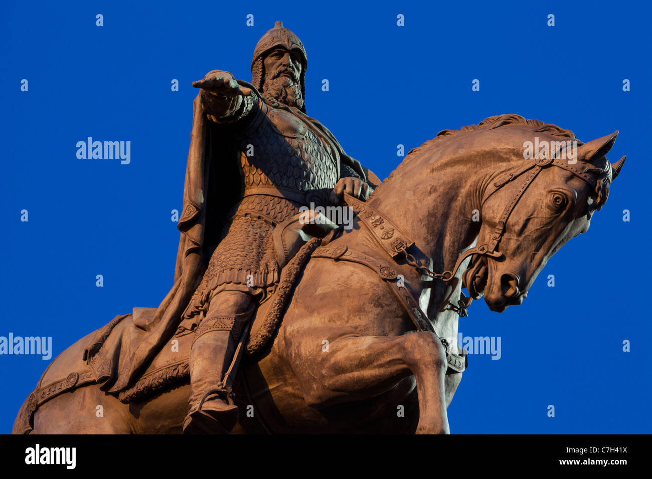 Monument to the founder of Moscow Prince Yuri Dolgoruky in Moscow, Russia Stock Photo