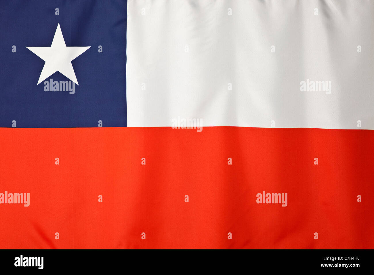 Chile Flag Two Horizontal Bands Of Red And White With A Blue