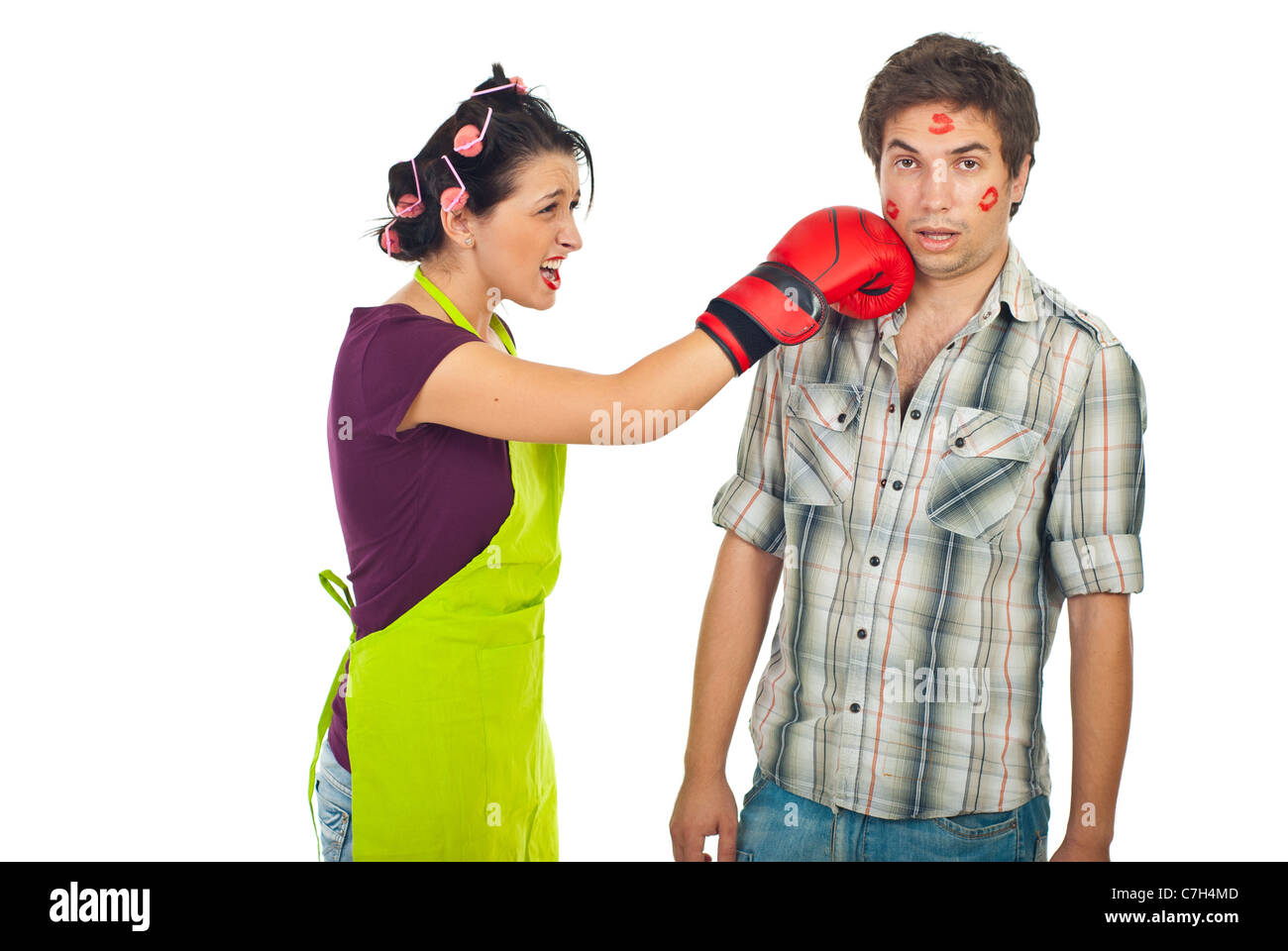 Wife kicking husband Cut Out Stock Images & Pictures Alamy