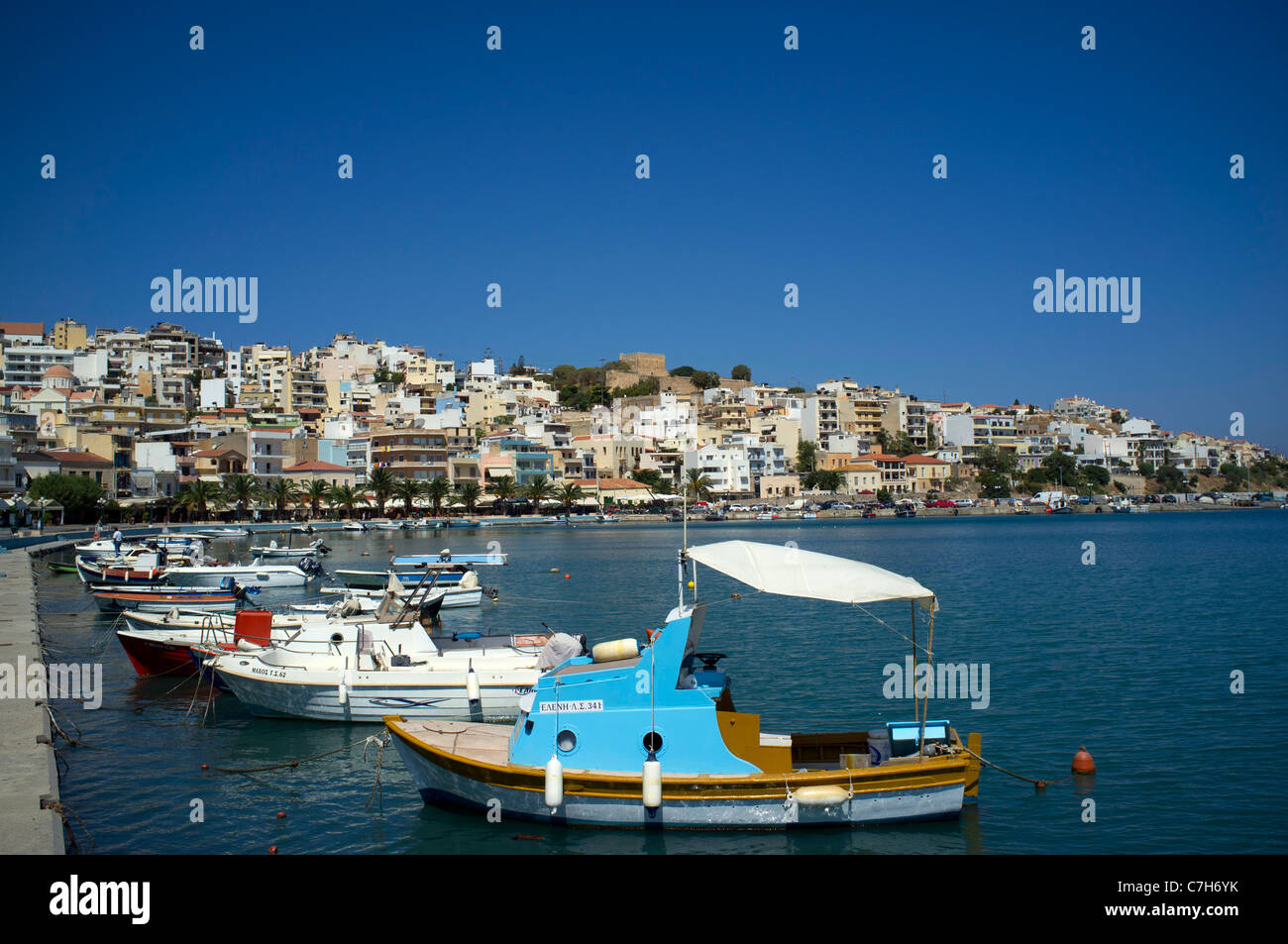 The port of Sitia in Eastern Crete is a popular holiday destination in Greece Stock Photo