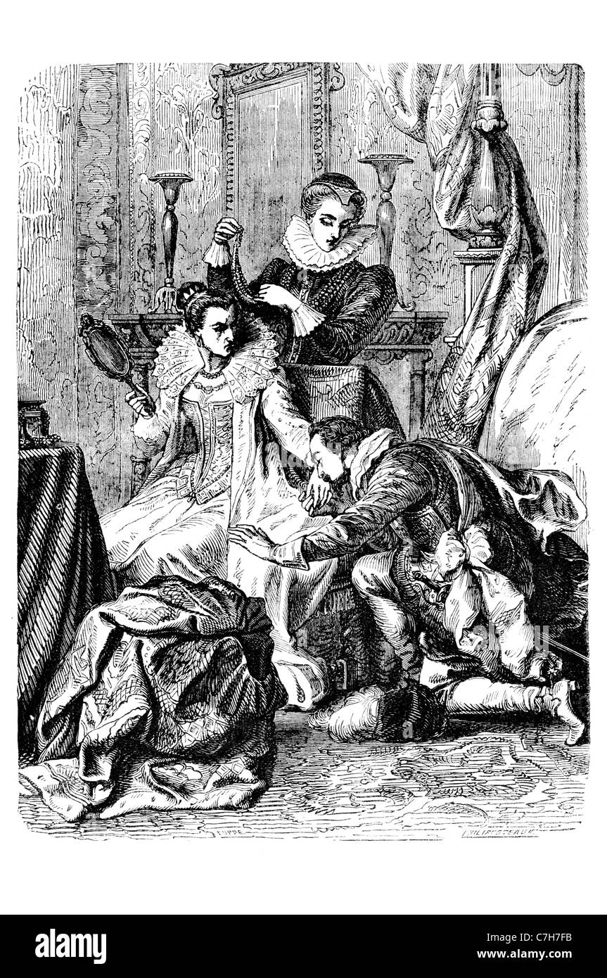 Reconciliation between Queen Eizabeth I and Earl of essex Virgin Queen Gloriana Good Queen Bess Stock Photo