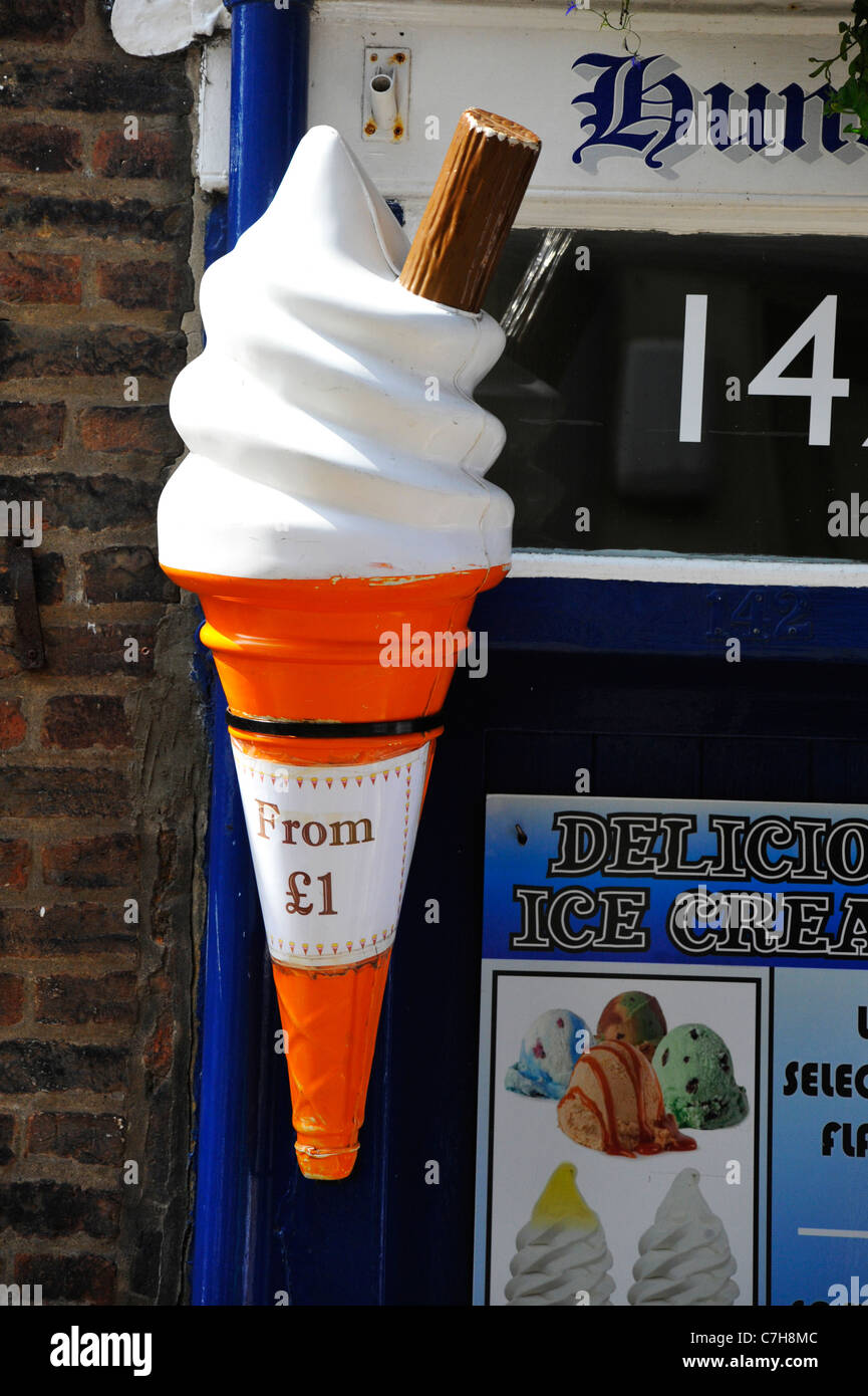 An ice cream advertisement in a shop in Whitby, England Stock Photo Alamy