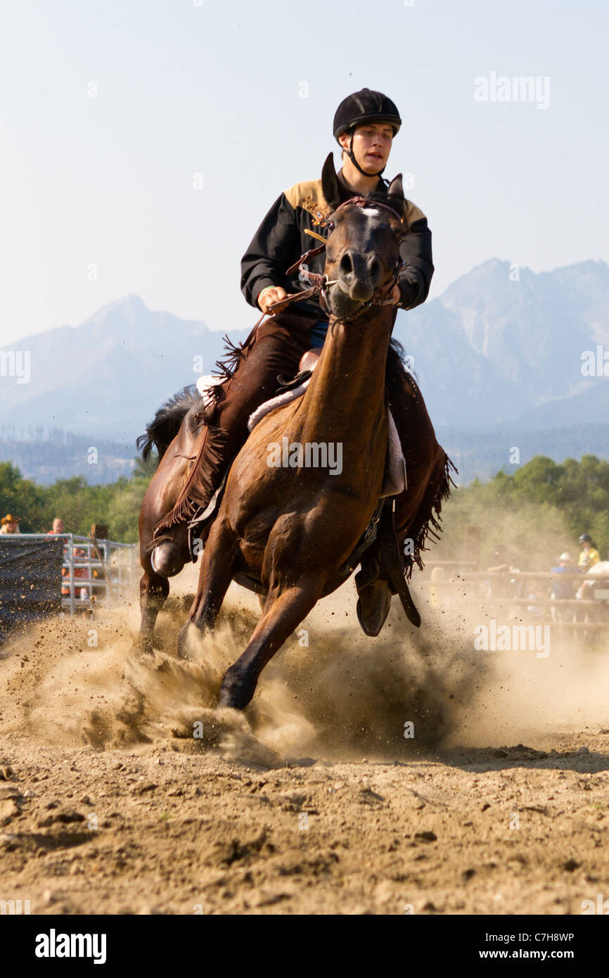 Cowboy wrangler riding in ranch hi-res stock photography and images - Alamy