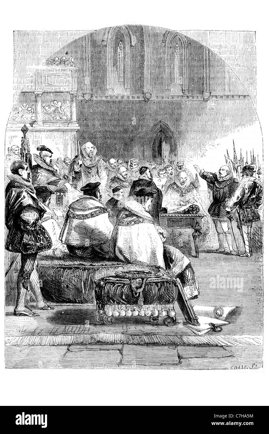 Trial Thomas Howard 3rd Duke of Norfolk Tudor politician uncle Anne Boleyn Katherine Howard dukedom imprisoned Tower of London Stock Photo