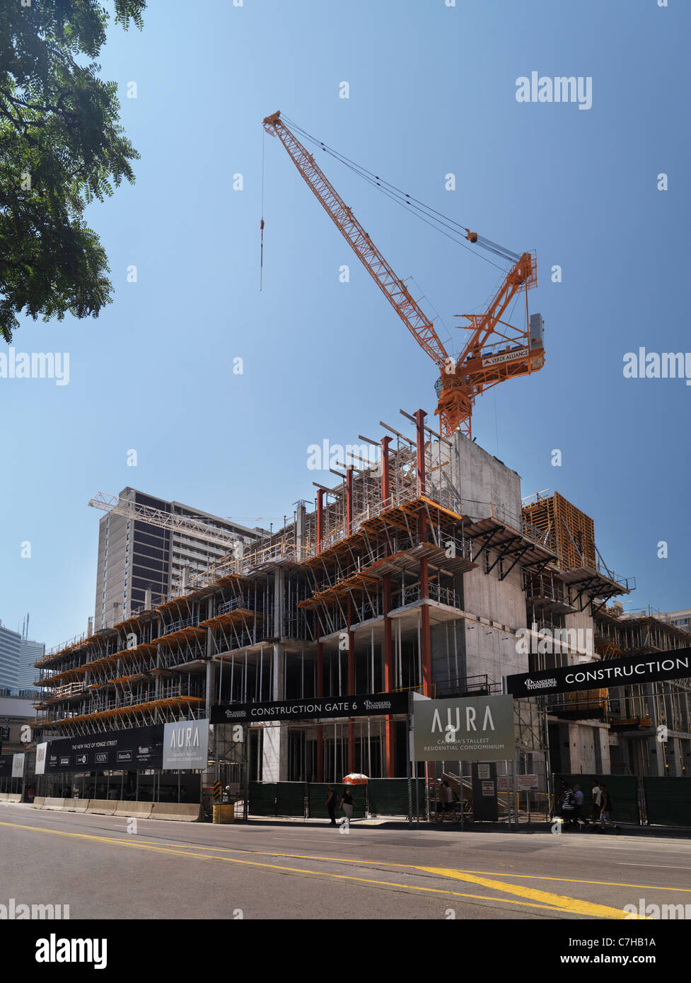 The Aura, Canada's tallest residential condominium, under construction. Yonge street, Toronto, Ontario, Canada. Stock Photo