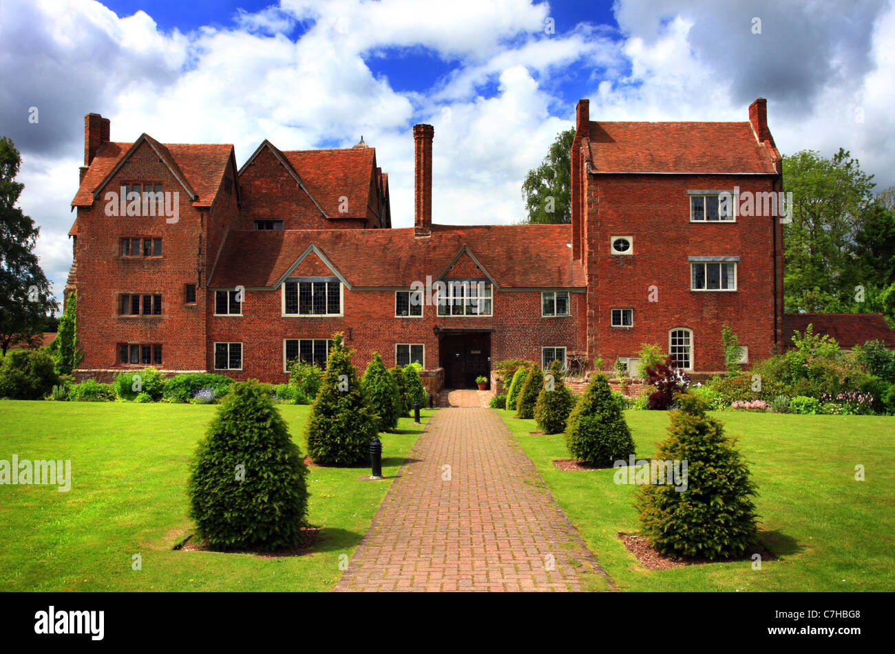 The historic Harvington Hall, Harvington, Worcestershire, England Stock
