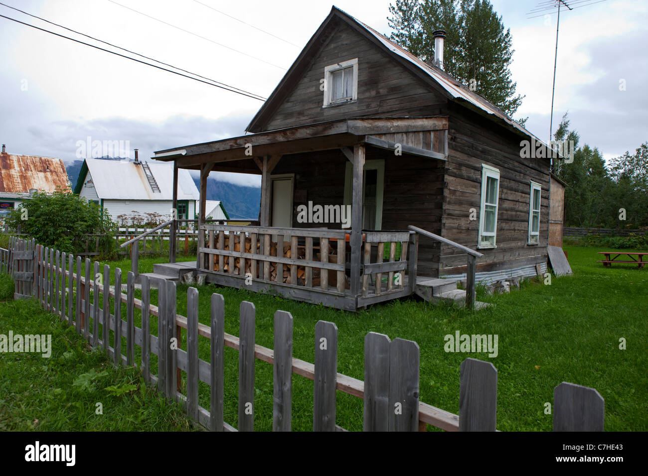 Log house, historic downtown Hope, Alaska, United States of America