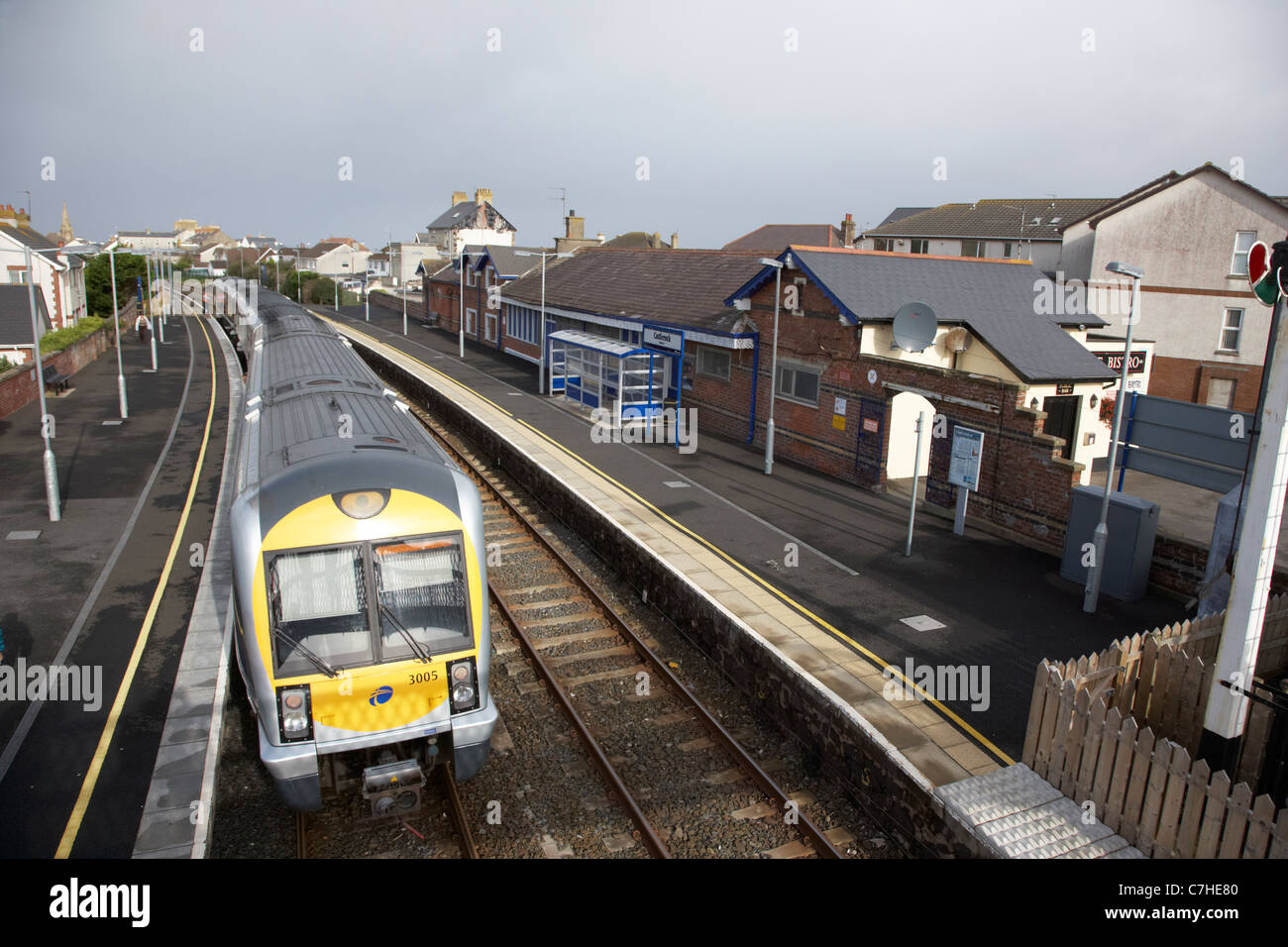 northern ireland railways passenger train at castlerock railway station