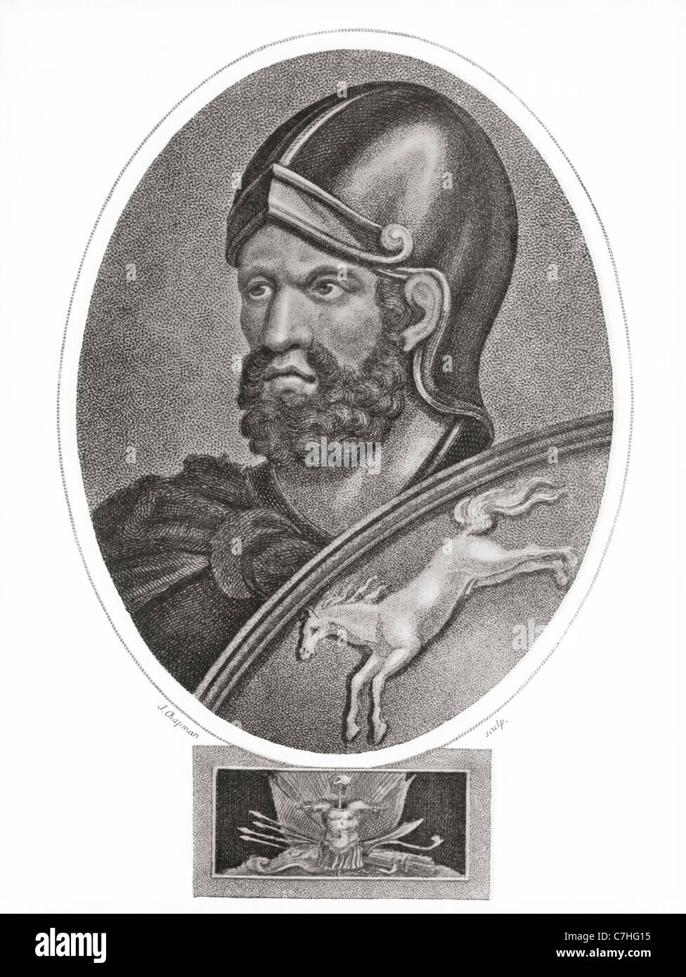 Hannibal, 247–183 or 182 BC . Carthaginian military commander and tactician. From Bibby's Annual published 1910. Stock Photo