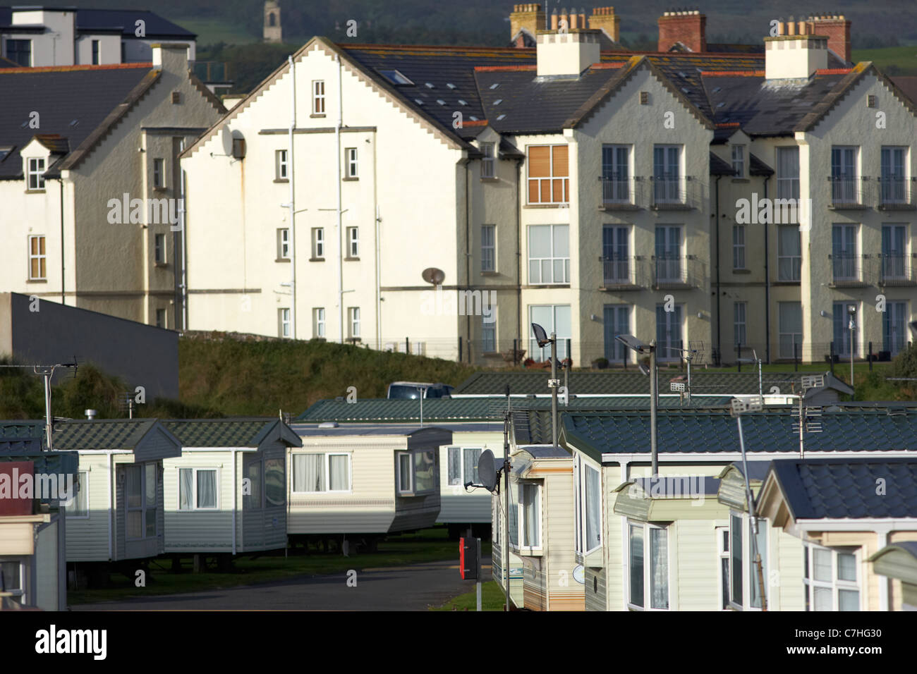 static caravan park in front of holiday apartments castlerock county
