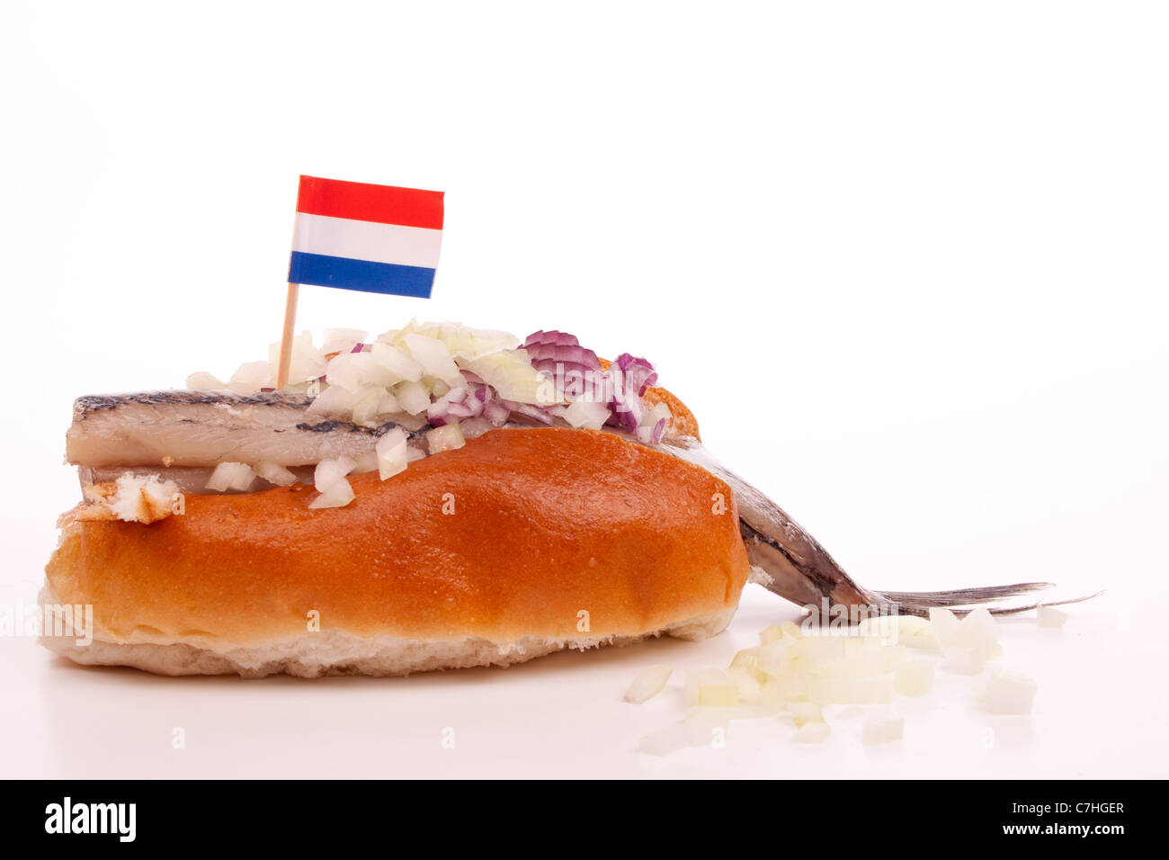 Typical Dutch salted herring called maatje or zoute haring Stock Photo Alamy