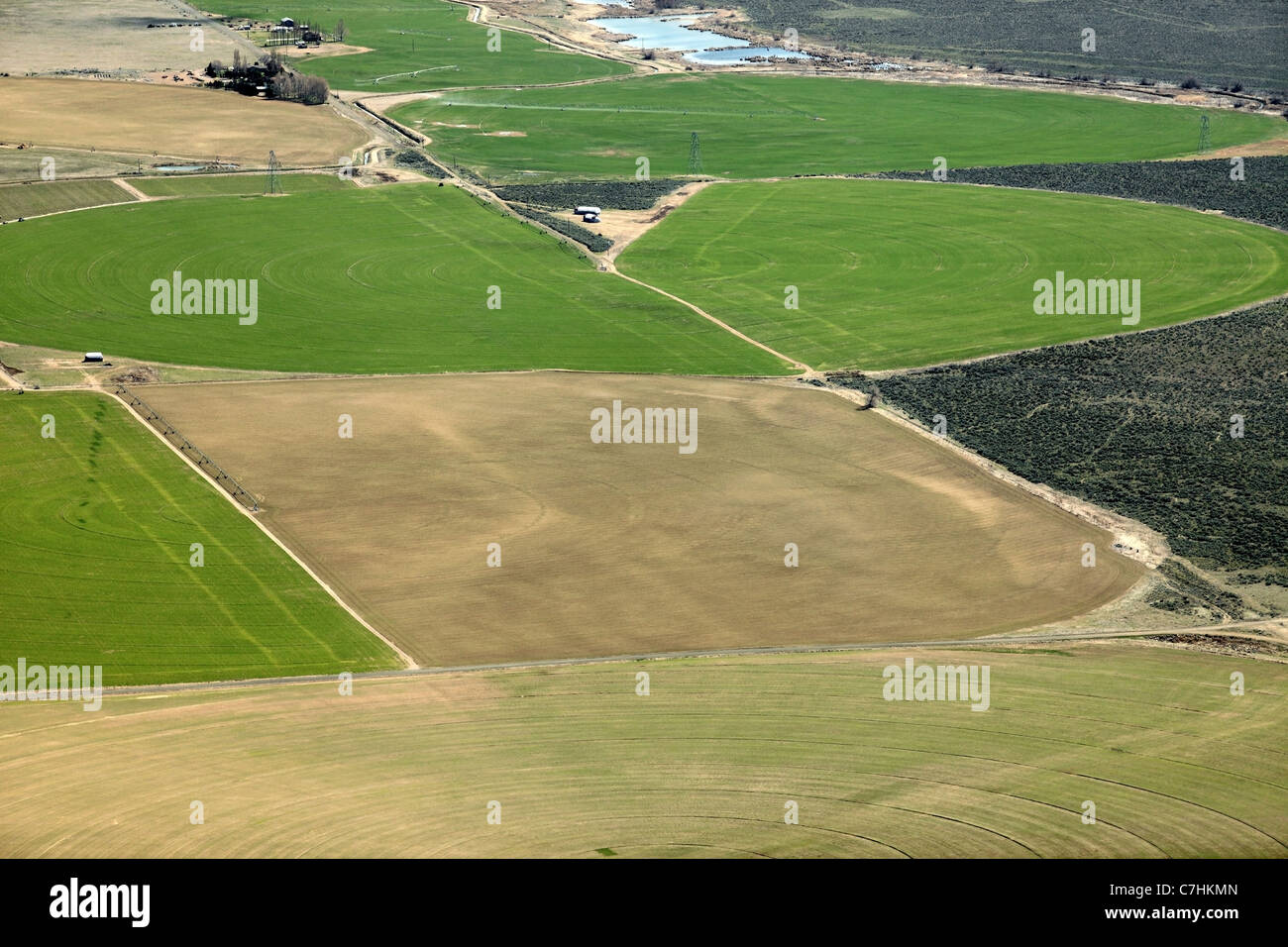 Aerial view of farmland Stock Photo