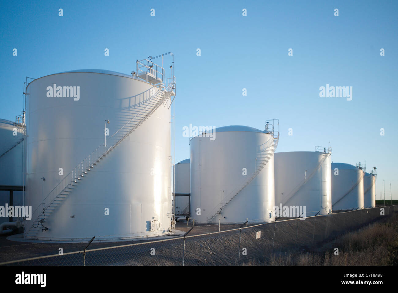 Gasoline storage tanks Stock Photo