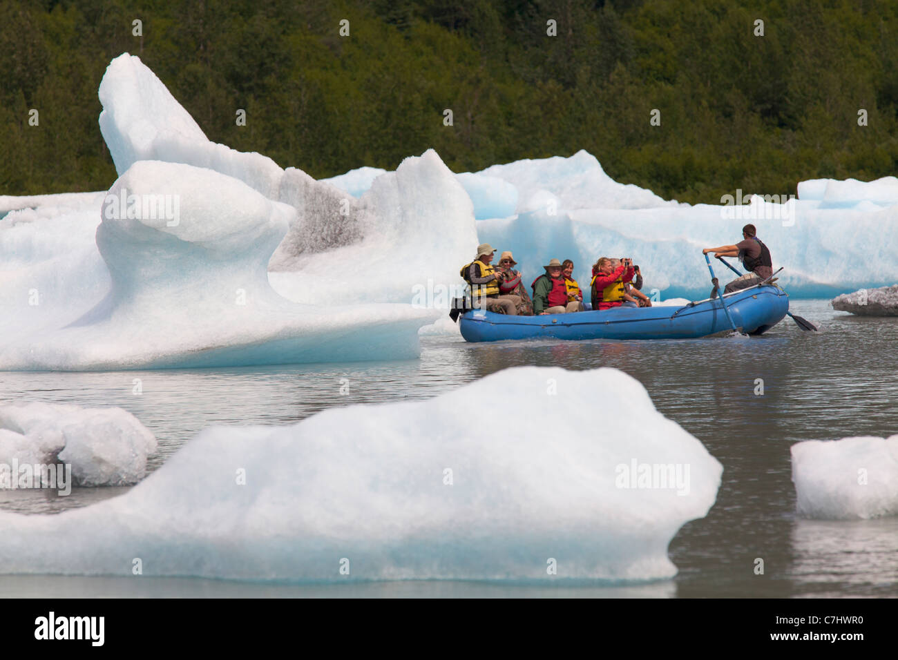 Rafting at Spencer Glacier, Chugach National Forest, Alaska Stock Photo ...