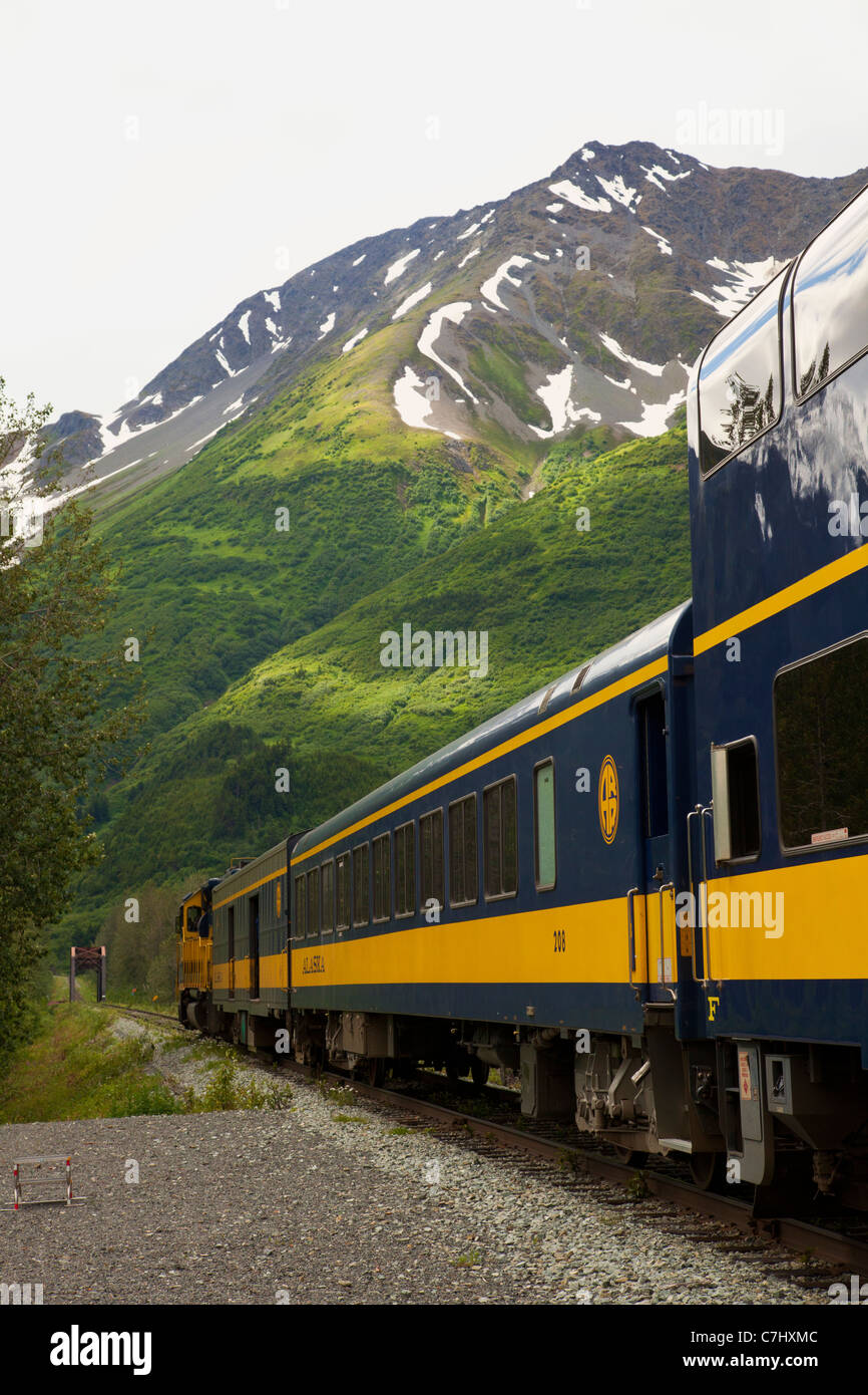 The train to Spencer Glacier, Chugach National Forest, Alaska Stock Photo