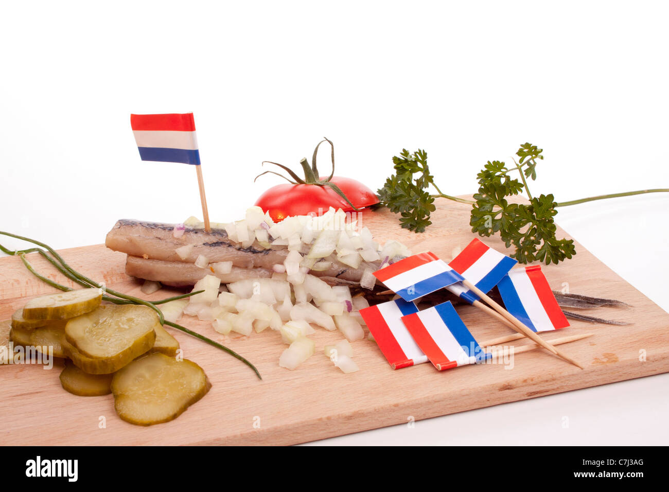 Typical Dutch salted herring called maatje or zoute haring Stock Photo Alamy