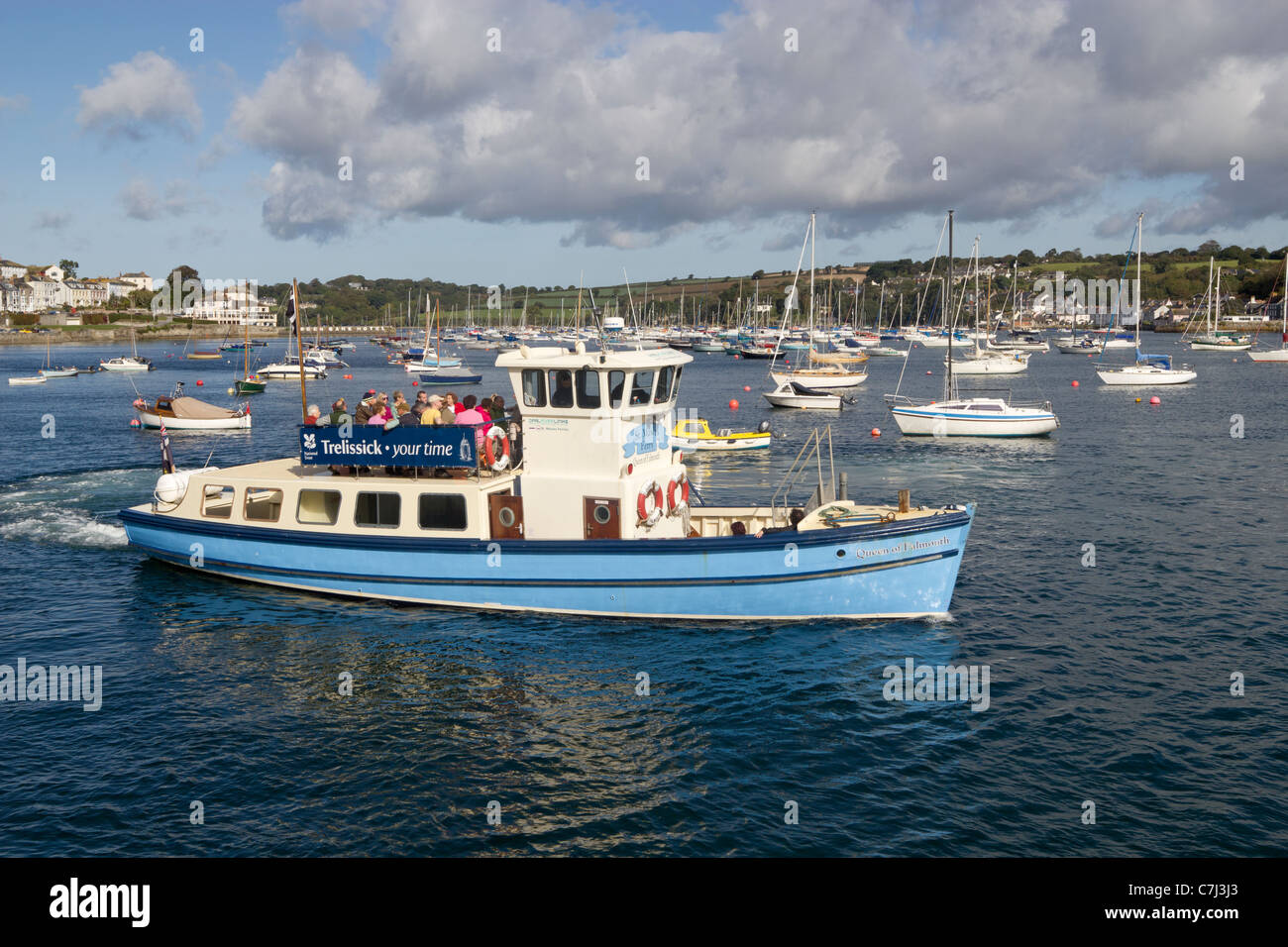 Queen of Falmouth, St. Mawes ferry leaving the Prince Of Wales Pier, Falmouth Cornwall UK. Stock Photo