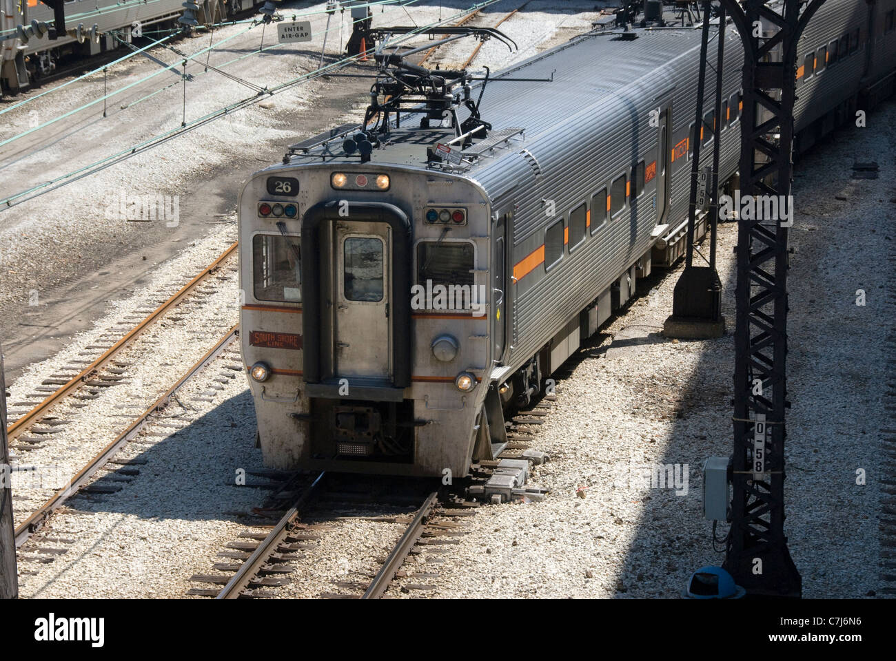Electric suburban train, South Shore Line, Chicago, Illinois, USA Stock Photo