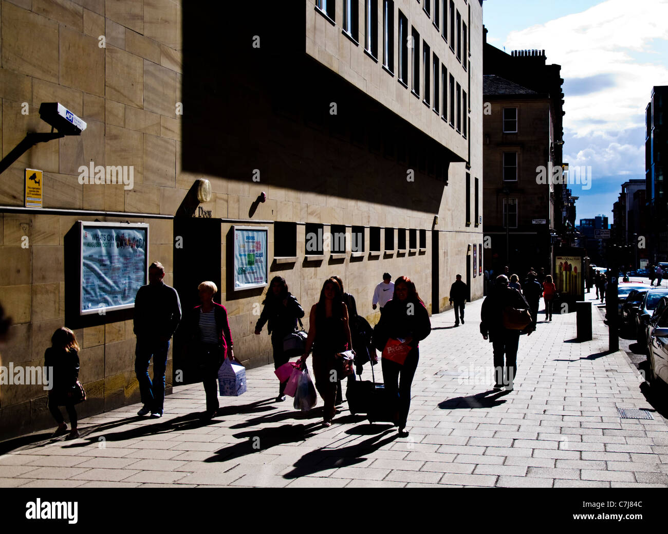 Security camera monitors pedestrians on West Nile Street in Glasgow