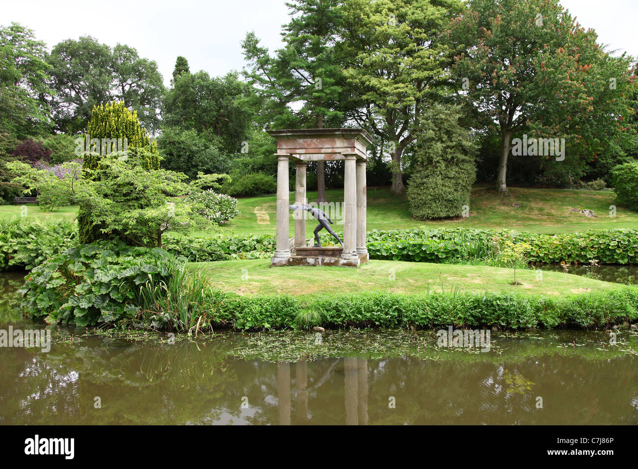 Temple water Gardens at Cholmondeley Castle Cheshire, England, UK Stock Photo Alamy