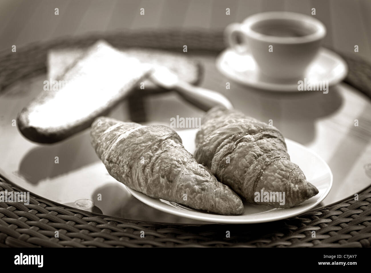 croissant coffee breakfast Stock Photo