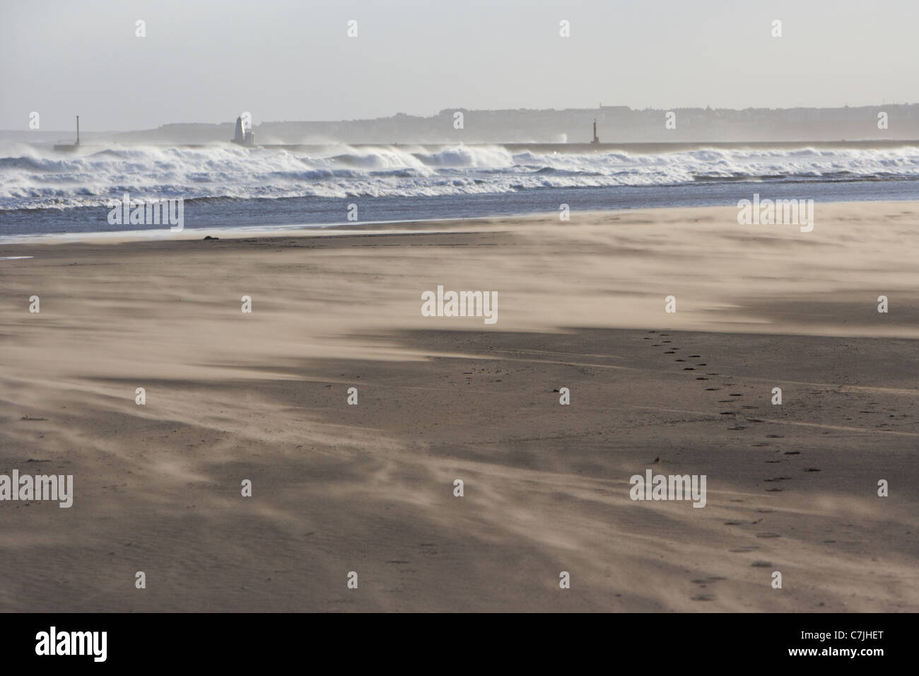 wind blowing sand over castlerock beach county derry londonderry