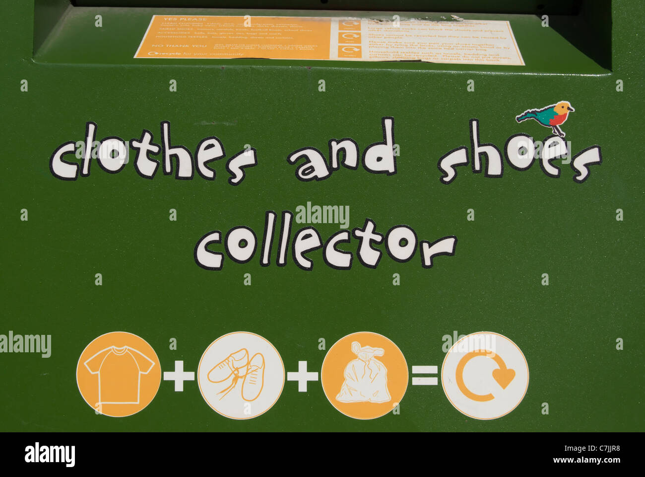 clothes and shoes recycling bin in twickenham, middlesex, england Stock