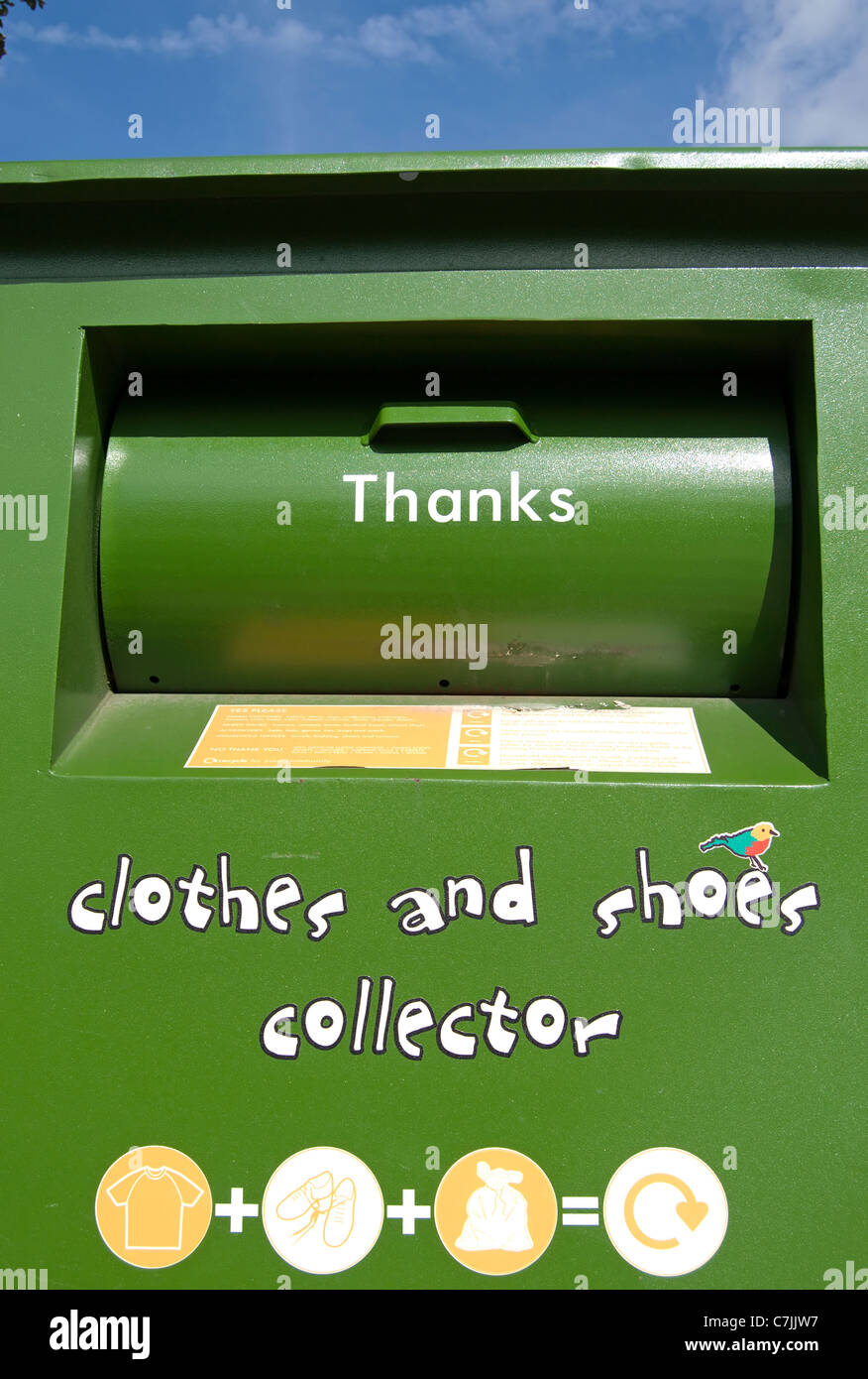 clothes and shoes recycling bin in twickenham, middlesex, england Stock