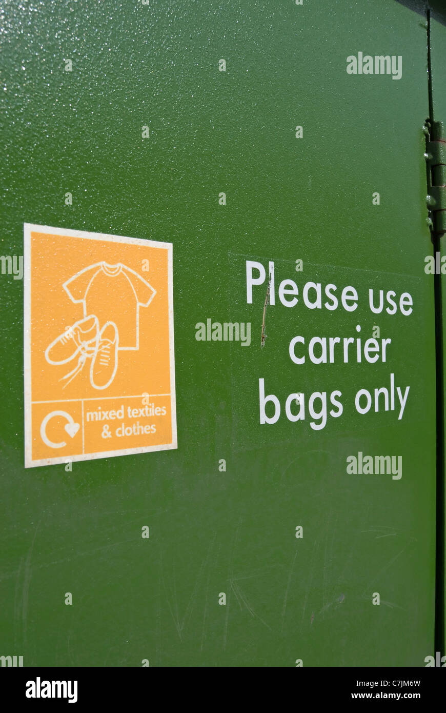 please use carrier bags only request on a clothes and textiles