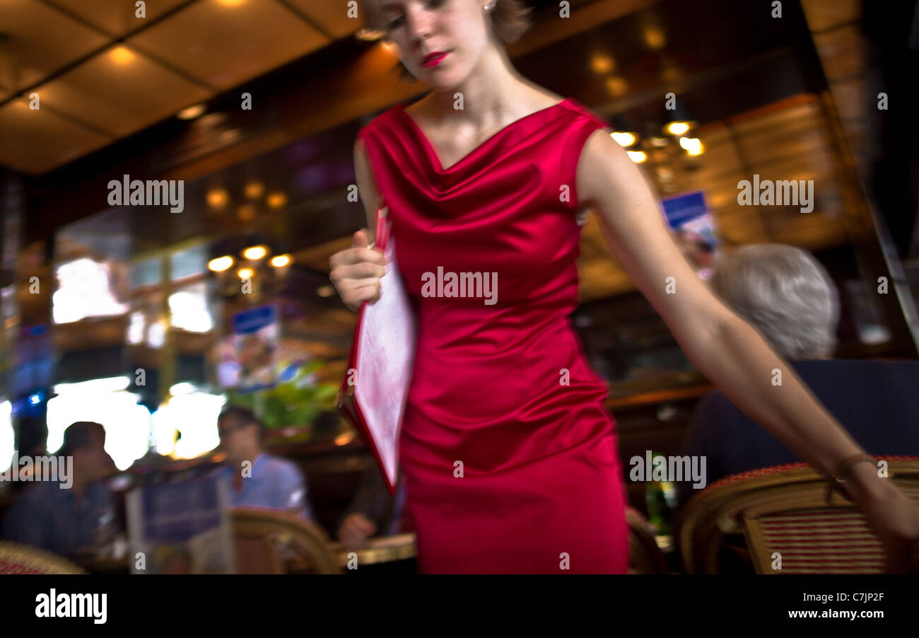 Twin Peaks Dream, Waitress in a cafeteria Stock Photo