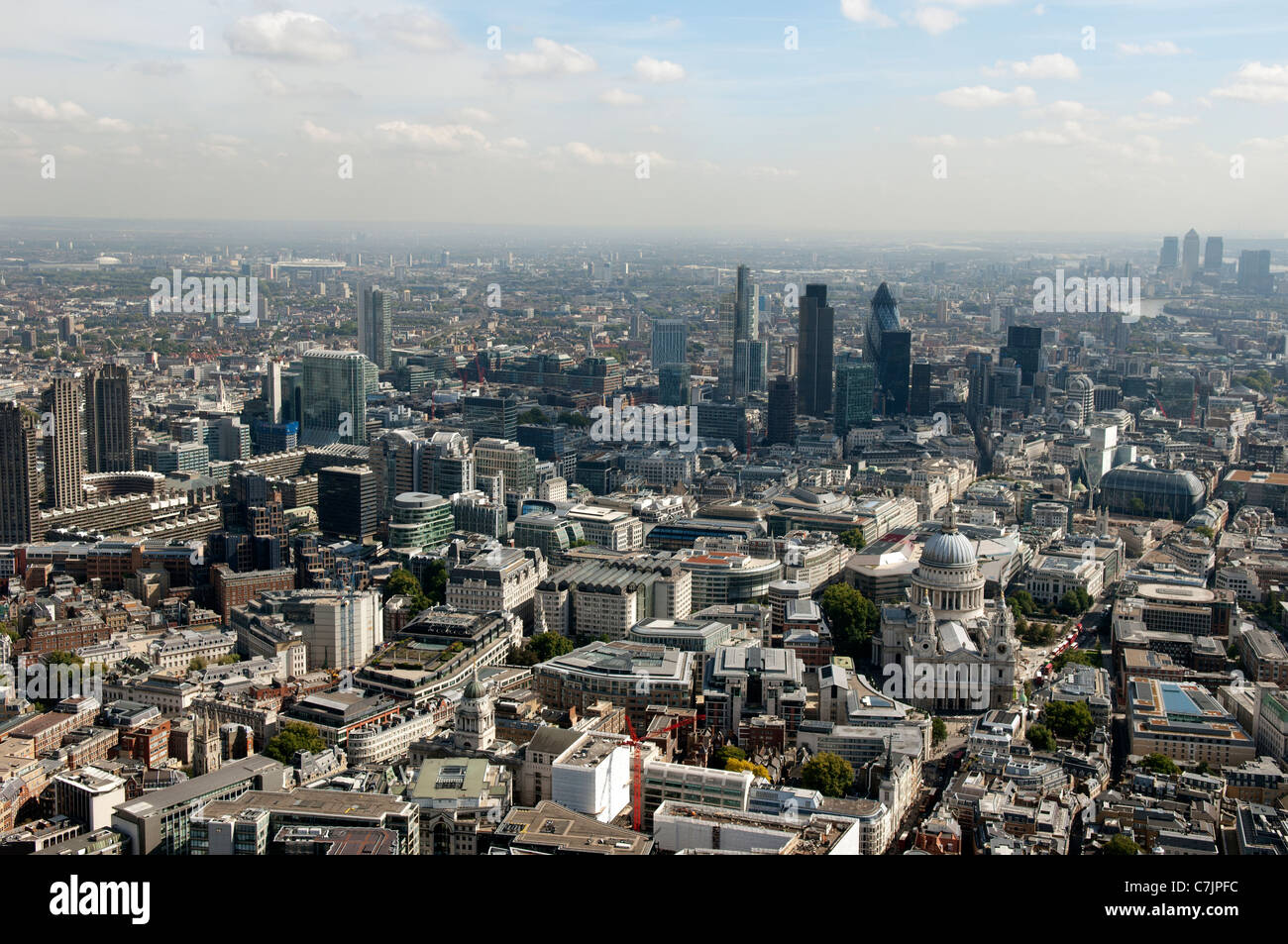 The City of London and the River Thames from the air. Stock Photo