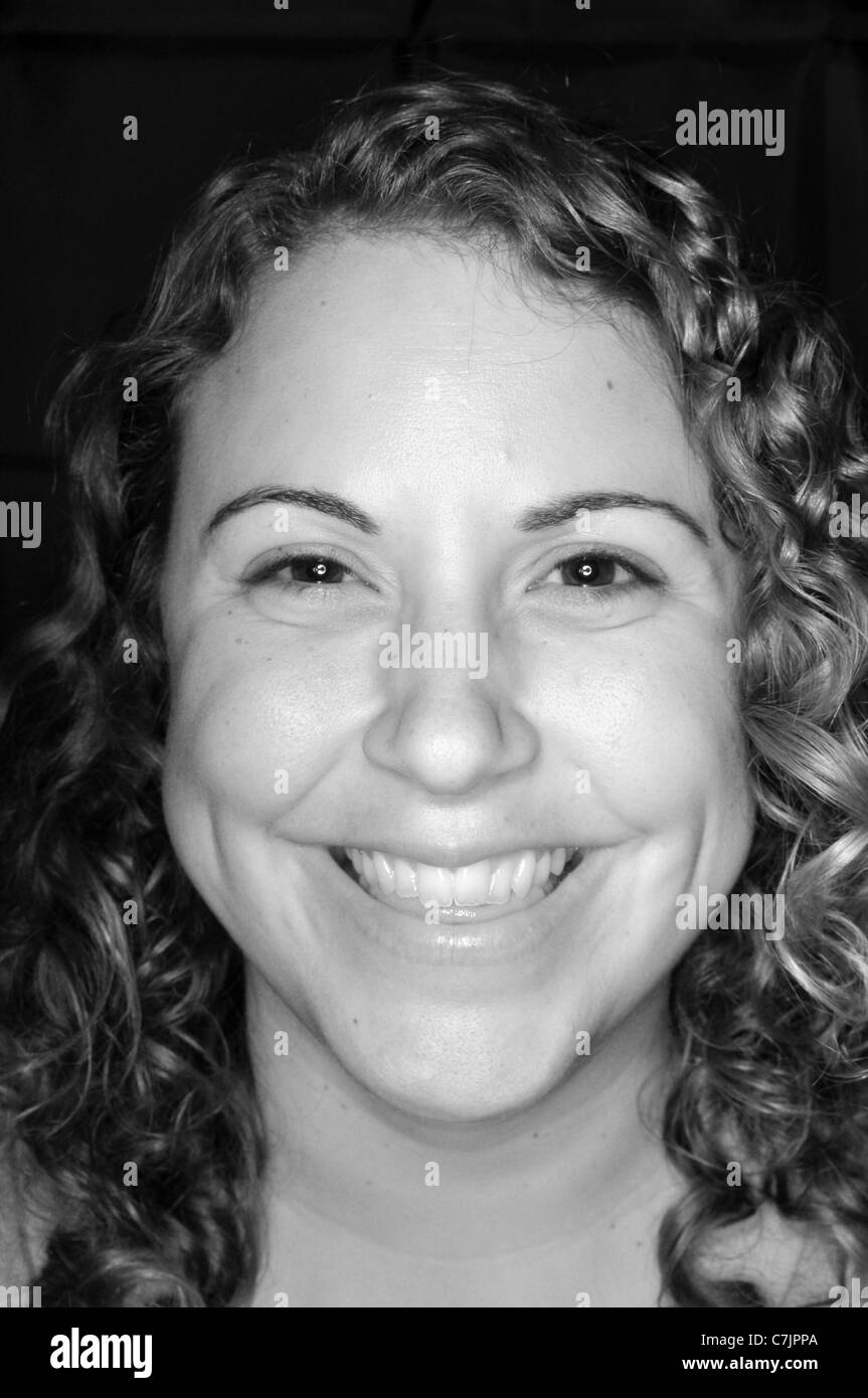 Brunette curly hair Black and White Stock Photos & Images - Alamy