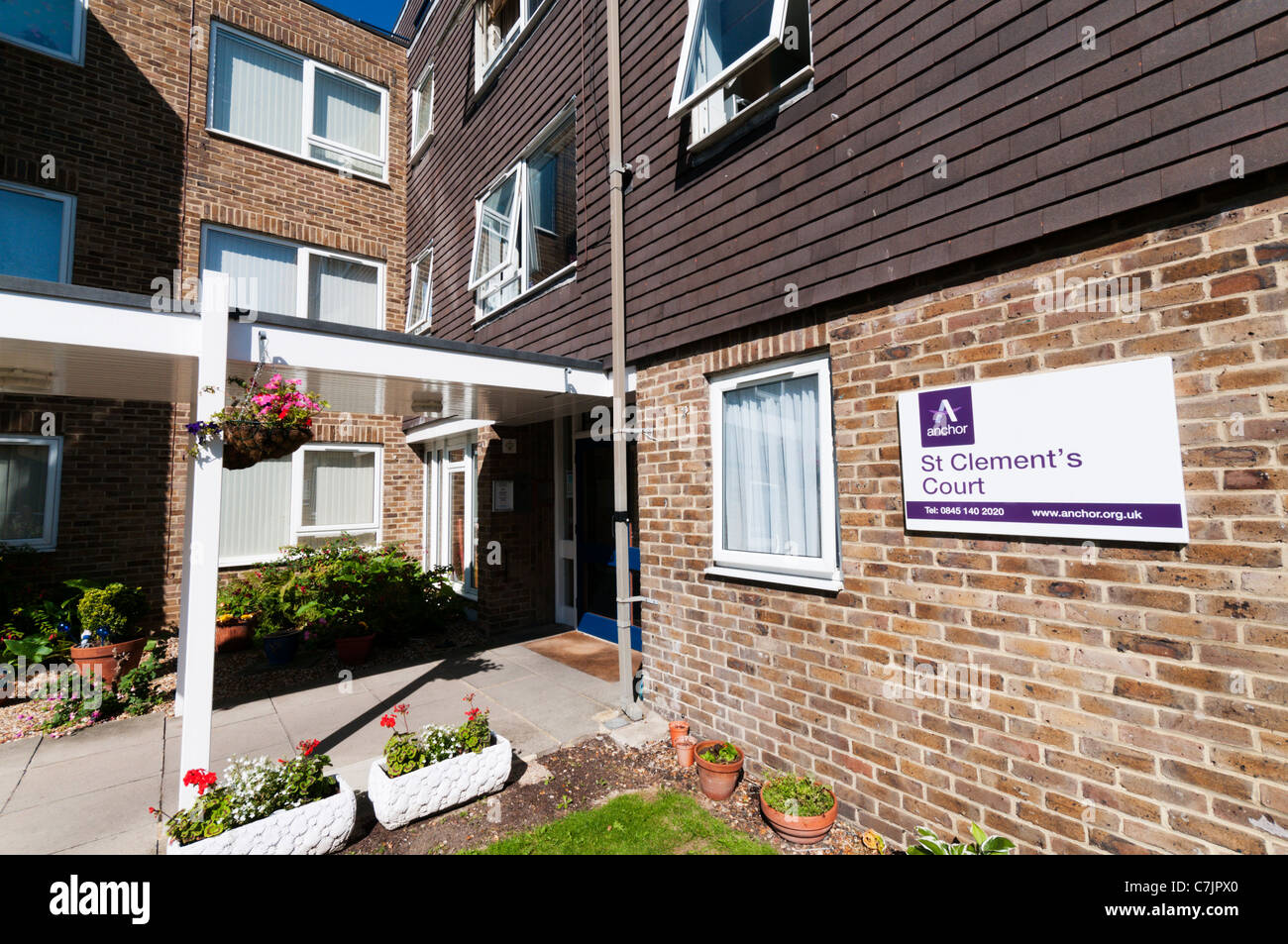 St Clement's Court sheltered housing accommodation for the elderly in St Peter's, Broadstairs, Kent Stock Photo