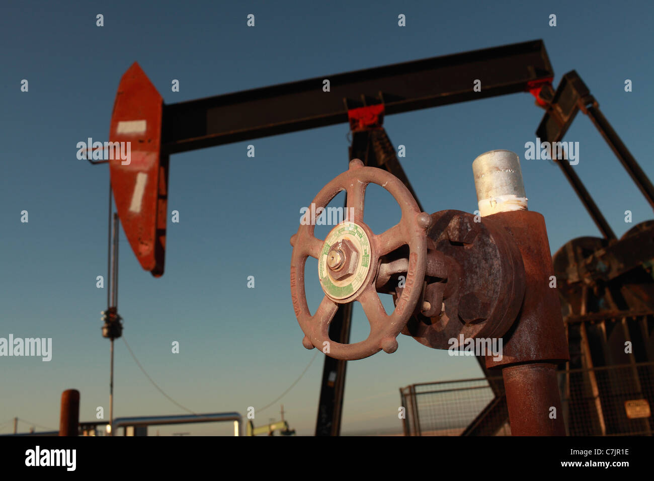 Close up of wheel on oil pump Stock Photo